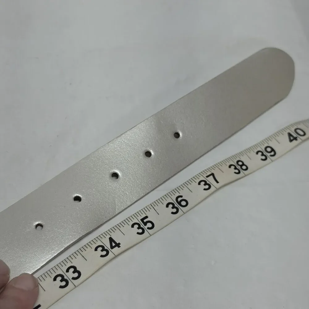 Chicos Pearl Leather Rhinestones Massive Buckle Women's Belt M Statement Boho